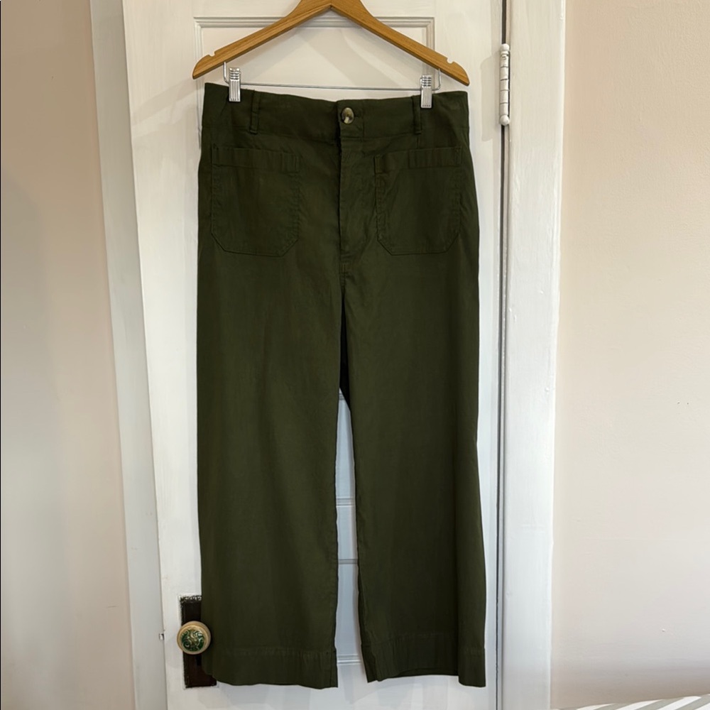 Maeve Olive Green Wide-Leg Pants